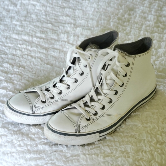 Converse mens white leather hi tops size 12